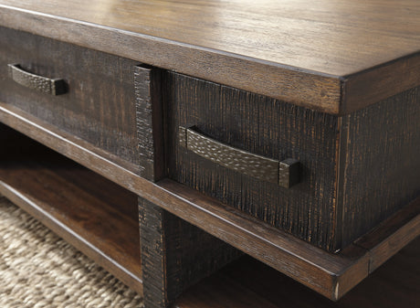 WILLIS 48" Wide Two-Tone Brown Lift Top Coffee Table