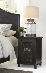 Woodrich Distressed Black Door Nightstand