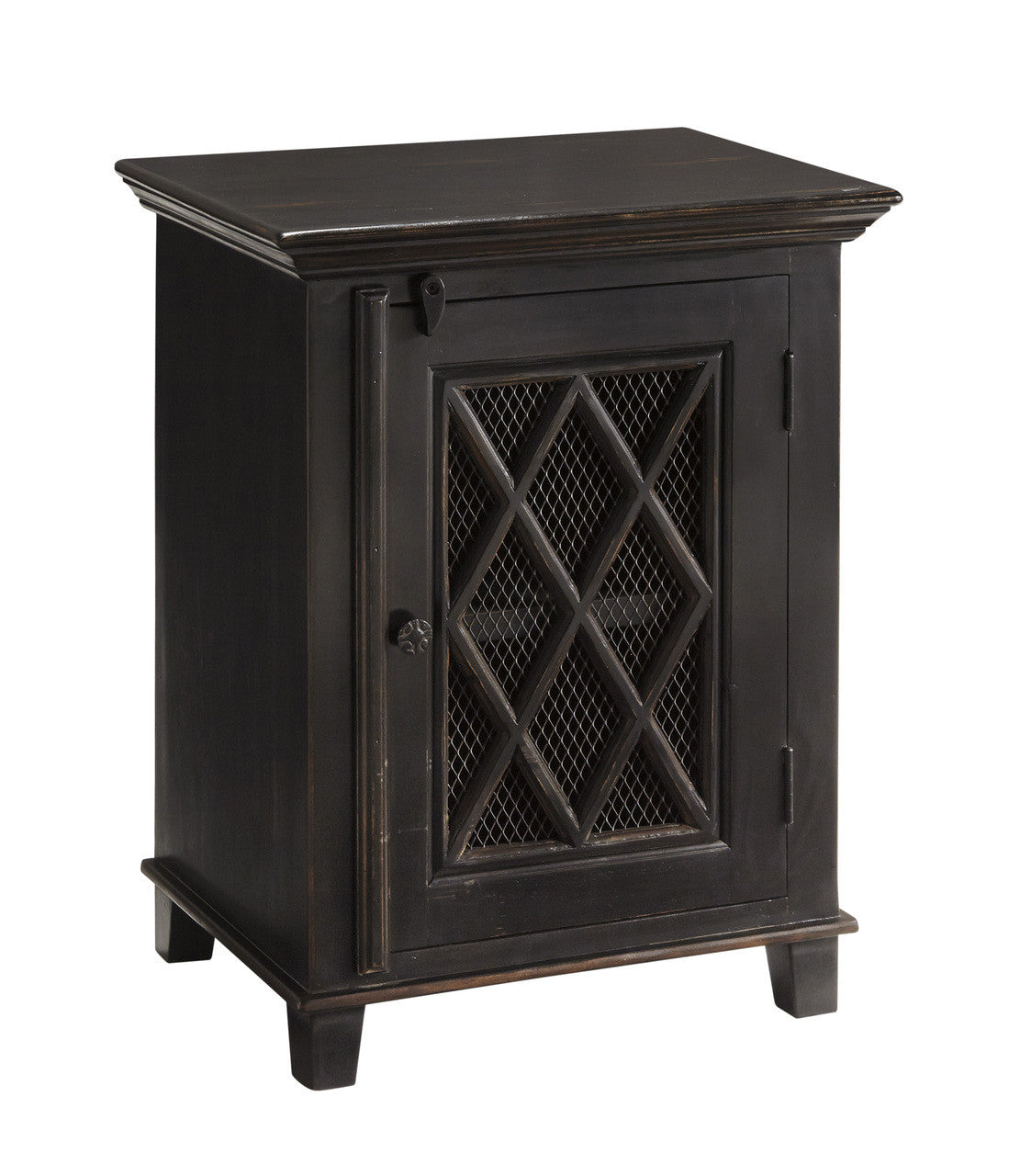 Woodrich Distressed Black Door Nightstand